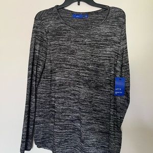 Apt 9, long sleeve, dark gray top. NWT